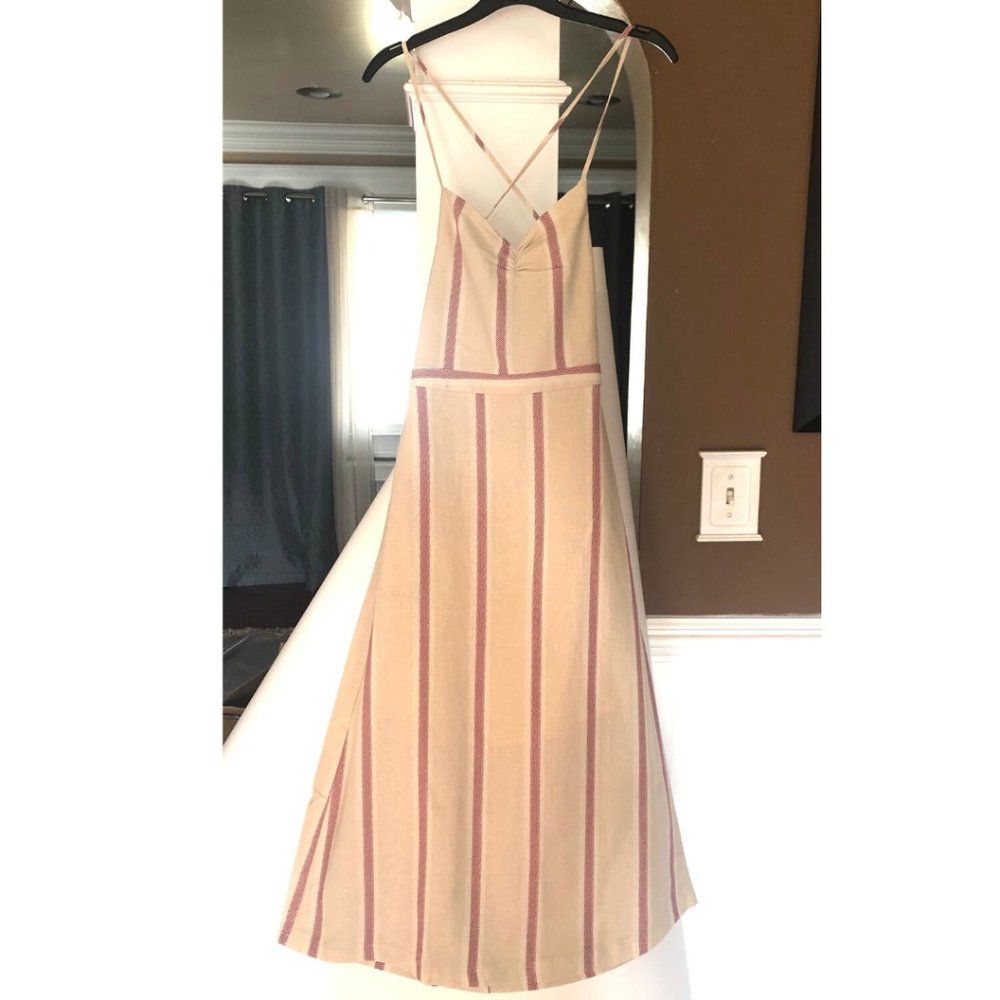 BACKLESS STRIPE LINEN DRESS - Picture 6 of 8